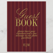 Elegant Stripe Burgundy Wedding Guest Book Sign (正面)