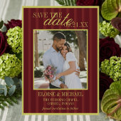 Elegant Stripe Chartreuse Burgundy Save the Date 招待状