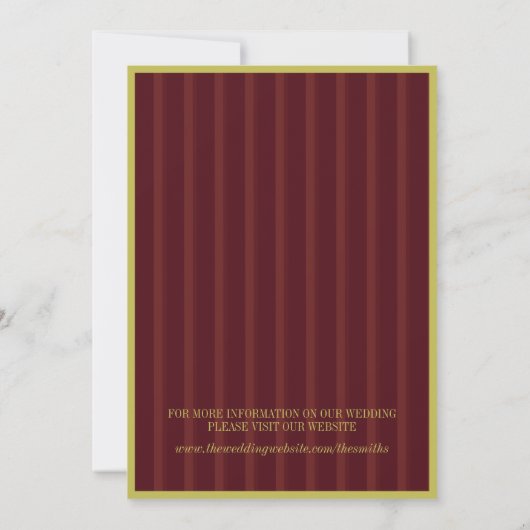 Elegant Stripe Chartreuse Burgundy Save the Date 招待状 (裏面)