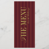 Elegant Stripe Chartreuse Burgundy Wedding Dinner メニュー (裏面)