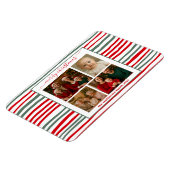 Elegant Stripe family Photo merry Christmas modern マグネット (左側)