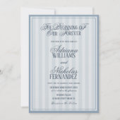 Elegant Striped Blue Wedding Invitation 招待状 (正面)