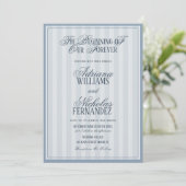 Elegant Striped Blue Wedding Invitation 招待状 (スタンド正面)