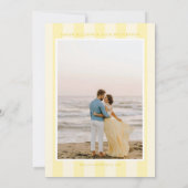 Elegant Striped Butter Yellow Script Save The Date セーブザデート (裏面)
