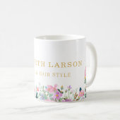 Elegant Striped Floral Beauty Artist Hair and Make コーヒーマグカップ (正面右)