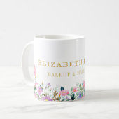 Elegant Striped Floral Beauty Artist Hair and Make コーヒーマグカップ (正面左)