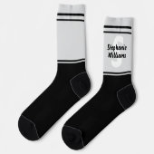 Elegant Striped Full Name and Monogram Crew Socks ソックス (左)