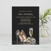 Elegant Striped High Heel Shoes Birthday Party 招待状 (スタンド正面)