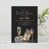 Elegant Striped High Heel Shoes Bridal Shower 招待状 (スタンド正面)