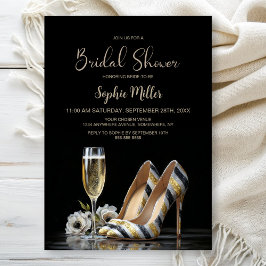 Elegant Striped High Heel Shoes Bridal Shower 招待状