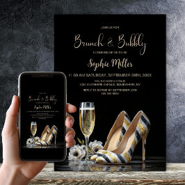 Elegant Striped High Heel Shoes Brunch and Bubbly 招待状