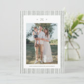 Elegant Striped Linen Custom Photo Holiday Card 招待状 (スタンド正面)
