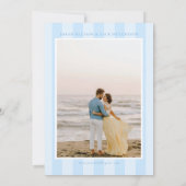 Elegant Striped Pastel Blue Script Save The Date セーブザデート (裏面)