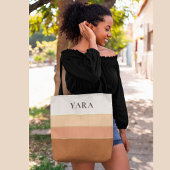 Elegant Striped Tote Bag with Name –  Minimal Chic トートバッグ