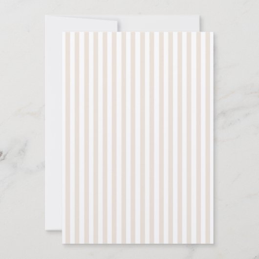 Elegant Stripes Beige Calligraphy Baptism 招待状 (裏面)