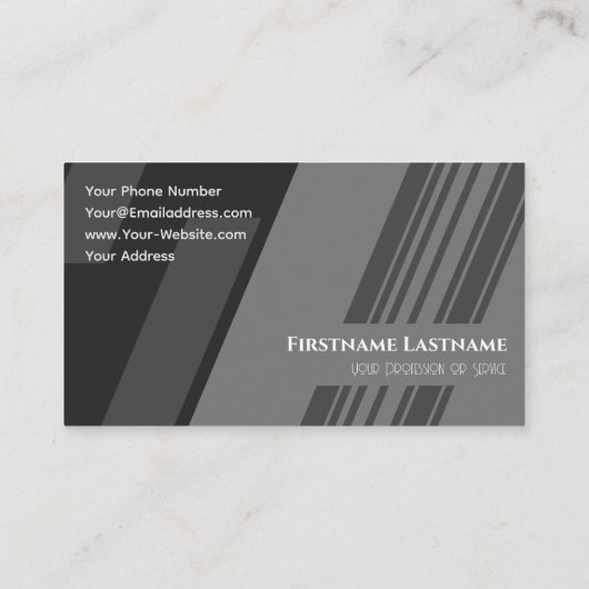 Elegant stripes black dark gray minimalistic 名刺 (裏面)