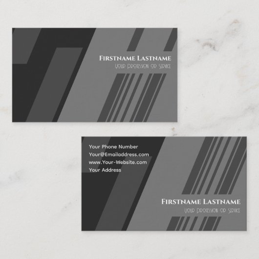 Elegant stripes black dark gray minimalistic 名刺 (正面/裏面)