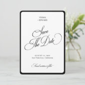 Elegant Stripes Border Black & White Wedding セーブザデート (スタンド正面)