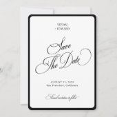 Elegant Stripes Border Black & White Wedding セーブザデート (正面)