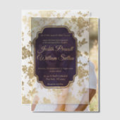 Elegant Style Tolopea Purple Gold Floral Wedding ベラム紙招待状 (オフセット (カップル))