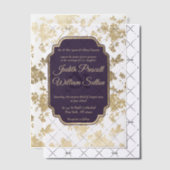 Elegant Style Tolopea Purple Gold Floral Wedding ベラム紙招待状 (オフセット (招待状))