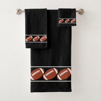 Elegant, Stylish American Football Icons on Black バスタオルセット