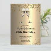 Elegant Stylish Black and Gold 70th Birthday  招待状 (スタンド正面)