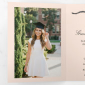 Elegant Stylish Black Bow Ribbon Photo Graduation 三つ折り招待状 (内部最初)