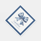 Elegant Stylish Blue Floral Bow Congratulations スタンダードランチョンナプキン (角)
