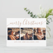 Elegant Stylish Calligraphy 4 Photo Christmas シーズンカード (スタンド正面)