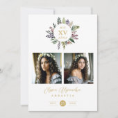 Elegant Stylish CIrcular Shape Mis XV años Floral 招待状 (正面)