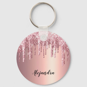 Elegant stylish copper rose gold glitter drips キーホルダー