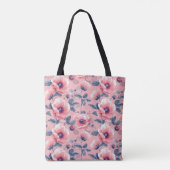 Elegant Stylish Cute Boho Pink Botanical Floral トートバッグ (裏面)