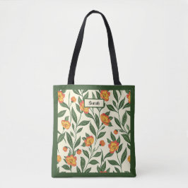 Elegant Stylish Cute Orange Botanical Floral Tote トートバッグ