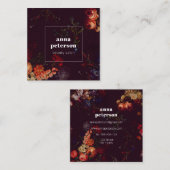 Elegant Stylish Dark Floral スクエア名刺 (正面/裏面)