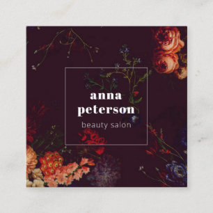 Elegant Stylish Dark Floral スクエア名刺