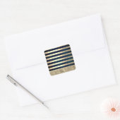 Elegant Stylish Gold Stripes Glitter,Navy Blue スクエアシール (封筒)