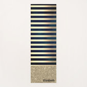 Elegant Stylish Gold Stripes Glitter,Navy Blue ヨガマット (正面)