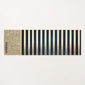 Elegant Stylish Gold Stripes Glitter,Navy Blue ヨガマット (正面(横))