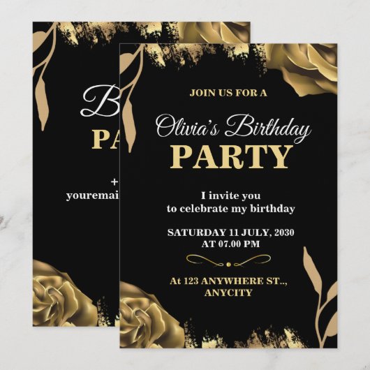 Elegant & Stylish Party Card – CUSTOMIZABLE CARD.  招待状 (正面/裏面)