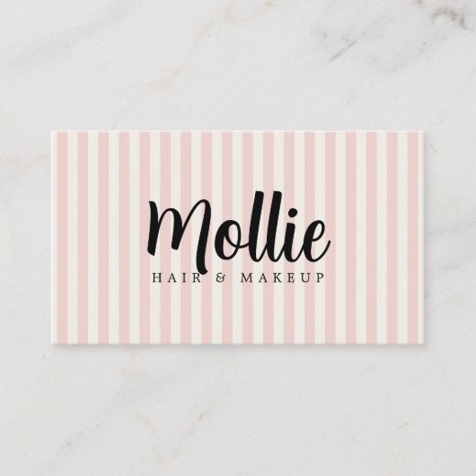 Elegant Stylish Pastel Stripes Beauty Salon 名刺 (正面)
