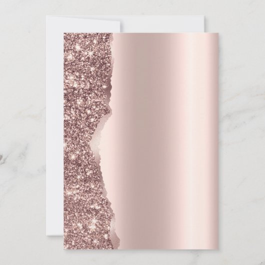 Elegant Stylish Rose Gold Glitter Script  招待状 (裏面)
