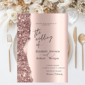 Elegant Stylish Rose Gold Glitter Script  招待状