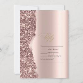 Elegant Stylish Rose Gold Glitter Script RSVP 招待状