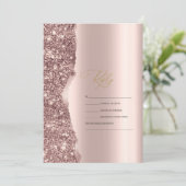 Elegant Stylish Rose Gold Glitter Script RSVP 招待状 (スタンド正面)