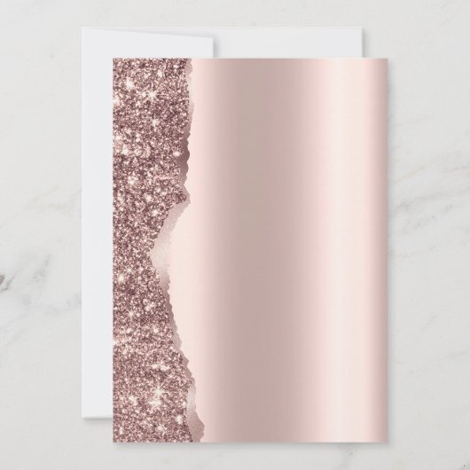Elegant Stylish Rose Gold Glitter Script RSVP 招待状 (裏面)
