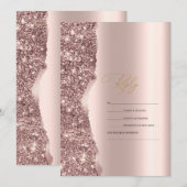 Elegant Stylish Rose Gold Glitter Script RSVP 招待状 (正面/裏面)
