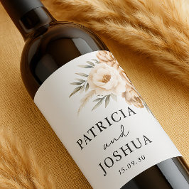 Elegant Stylish Rustic Boho Wedding Wine Labels ワインラベル
