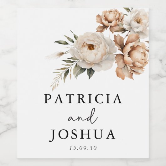 Elegant Stylish Rustic Boho Wedding Wine Labels ワインラベル (シングルラベル)