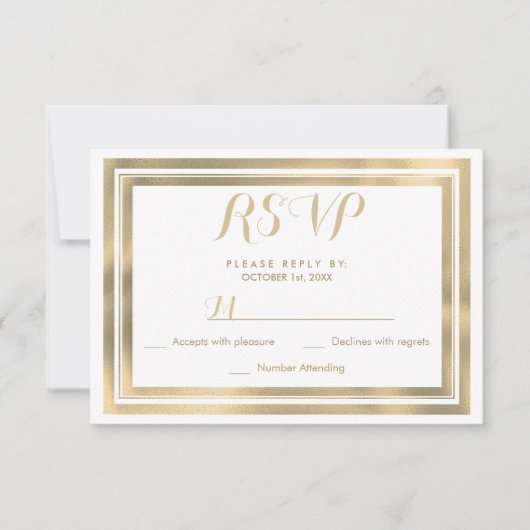 Elegant stylish white gold frame RSVP (正面)